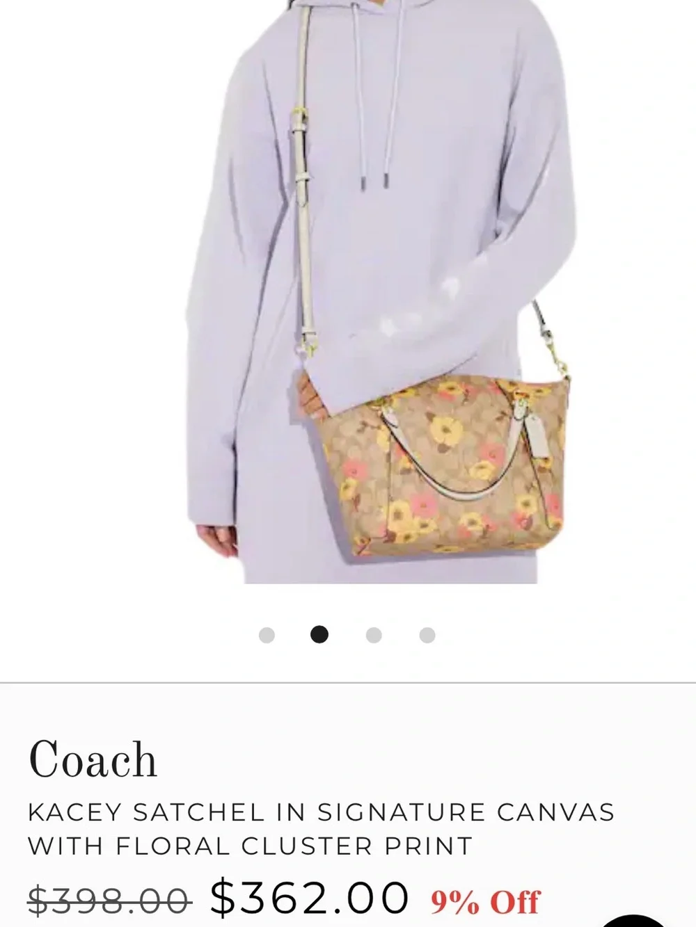Coach Floral Signature Canvas Satchel - Beige with Yellow & Pink Flowers